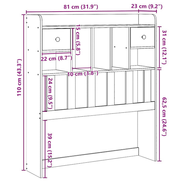 Kopfteil Wachsbraun 75cm Kiefer Massivholz