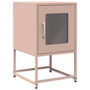 Rosa Nachttisch aus Stahl, 36x60,5 cm