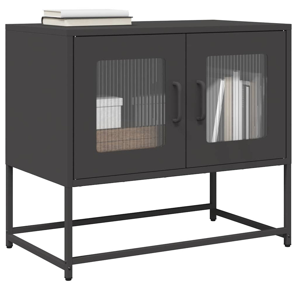 vidaXL Meuble TV Noir 68x39x60,5 cm Acier laminé à froid