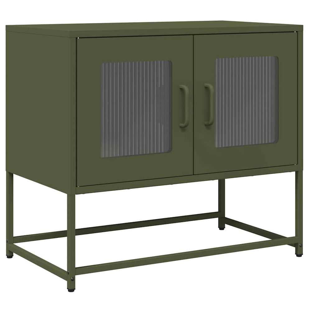 vidaXL Meuble TV vert olive 68x39x60,5 cm Acier laminé à froid