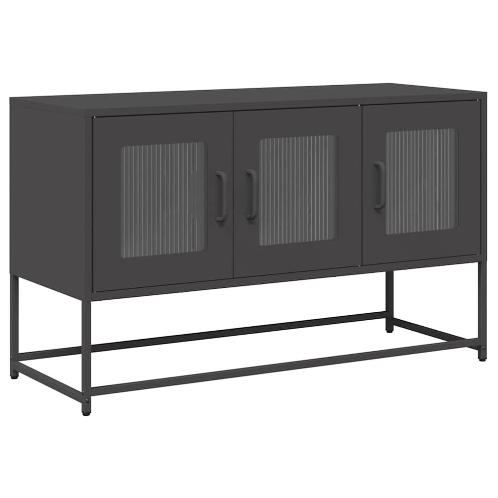 Schwarzer TV-Schrank aus Stahl, 100,5 cm