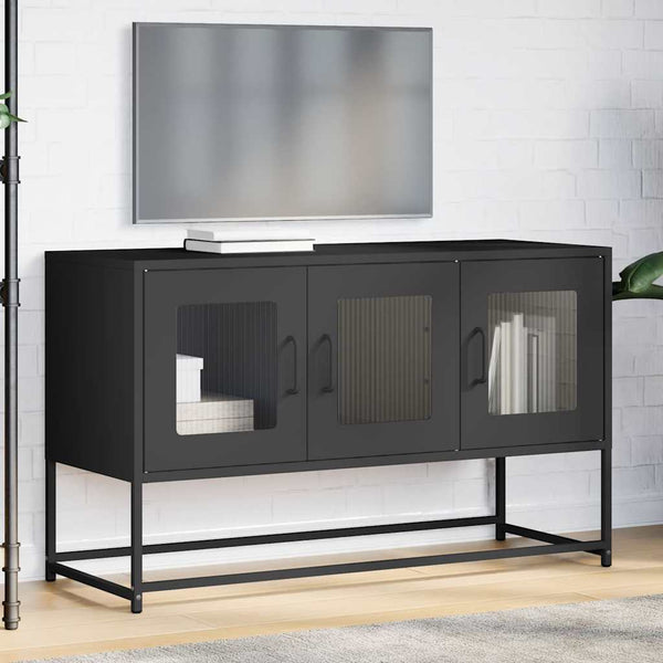 Schwarzer TV-Schrank aus Stahl, 100,5 cm