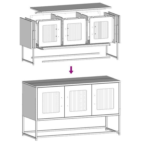 Schwarzer TV-Schrank aus Stahl, 100,5 cm