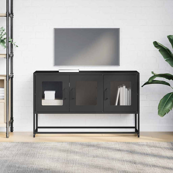 Schwarzer TV-Schrank aus Stahl, 100,5 cm