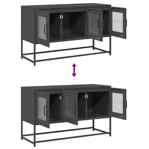 Schwarzer TV-Schrank aus Stahl, 100,5 cm
