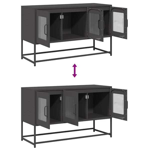 Schwarzer TV-Schrank aus Stahl, 100,5 cm