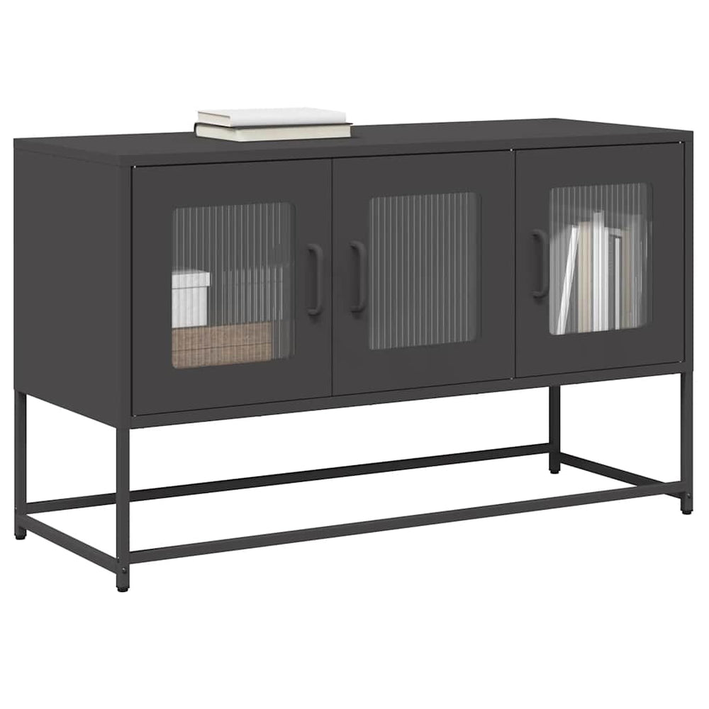 Schwarzer TV-Schrank aus Stahl, 100,5 cm