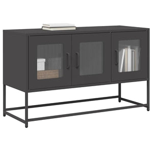 Schwarzer TV-Schrank aus Stahl, 100,5 cm