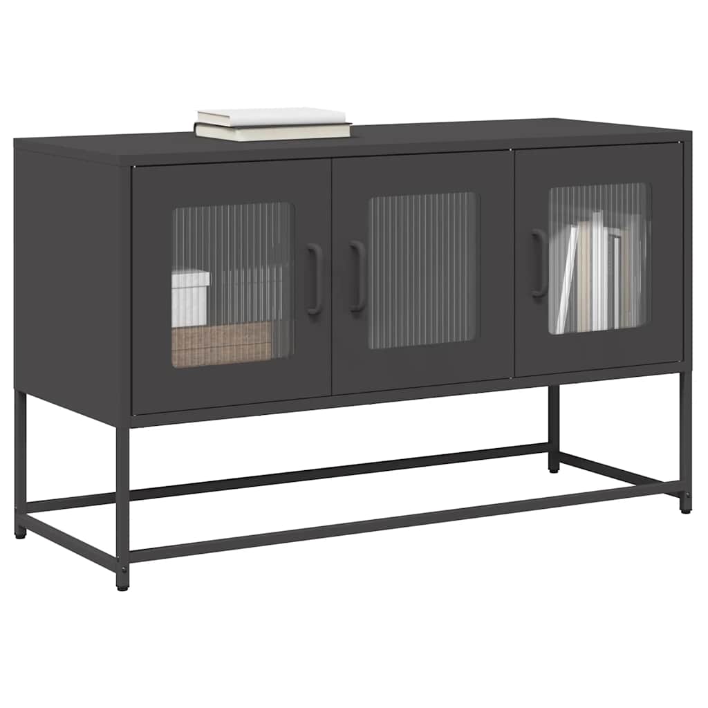Schwarzer TV-Schrank aus Stahl, 100,5 cm