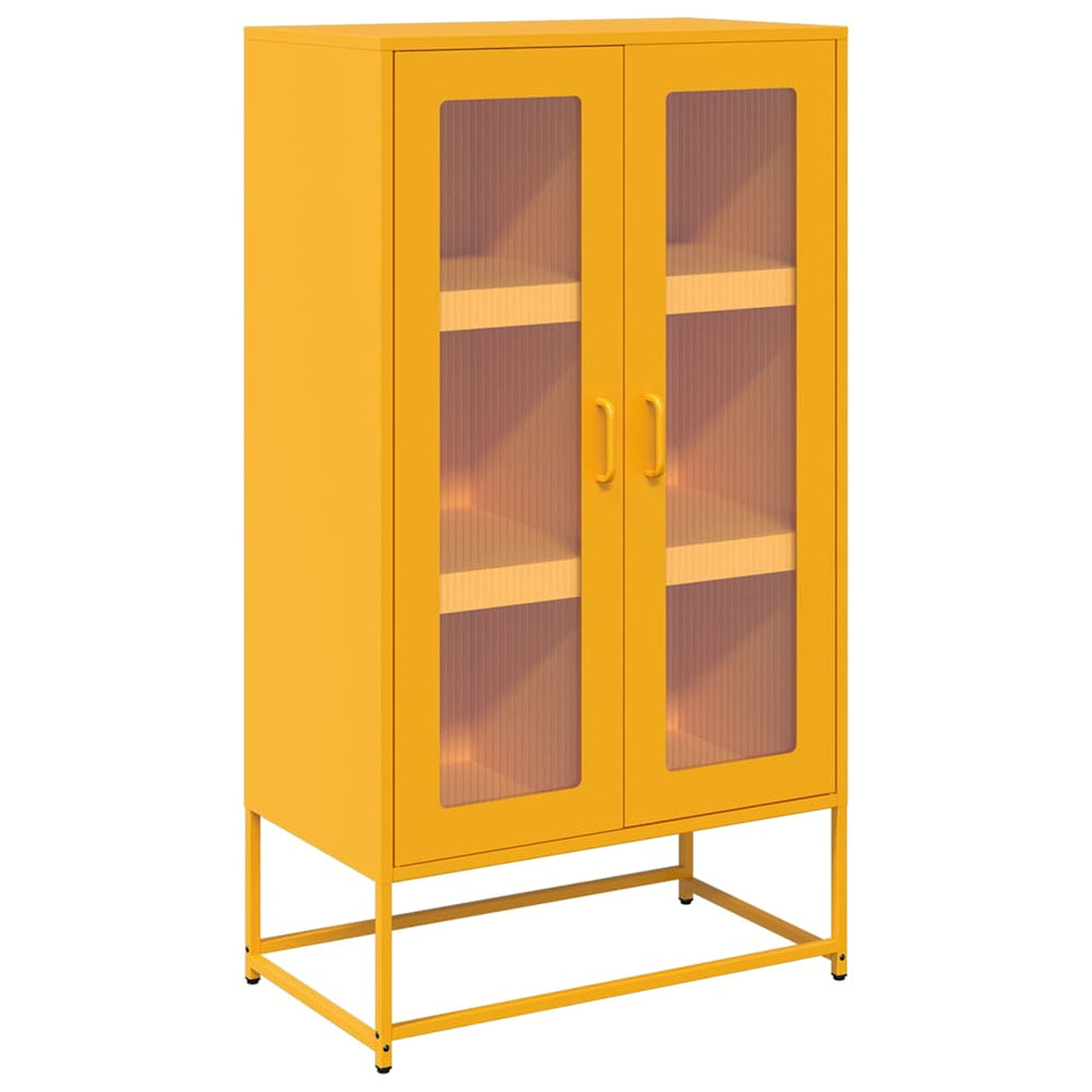 Senfgelbes Highboard 68x123 cm aus Stahl