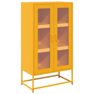 Senfgelbes Highboard 68x123 cm aus Stahl