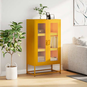Senfgelbes Highboard 68x123 cm aus Stahl