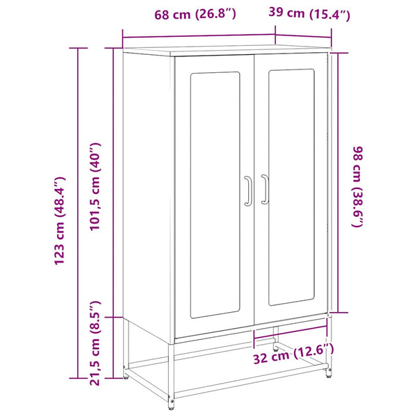 Senfgelbes Highboard 68x123 cm aus Stahl