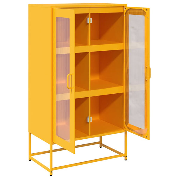 Senfgelbes Highboard 68x123 cm aus Stahl