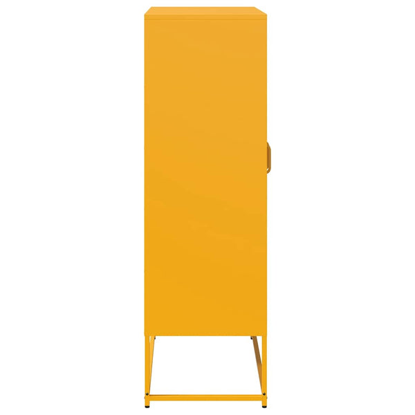 Senfgelbes Highboard 68x123 cm aus Stahl