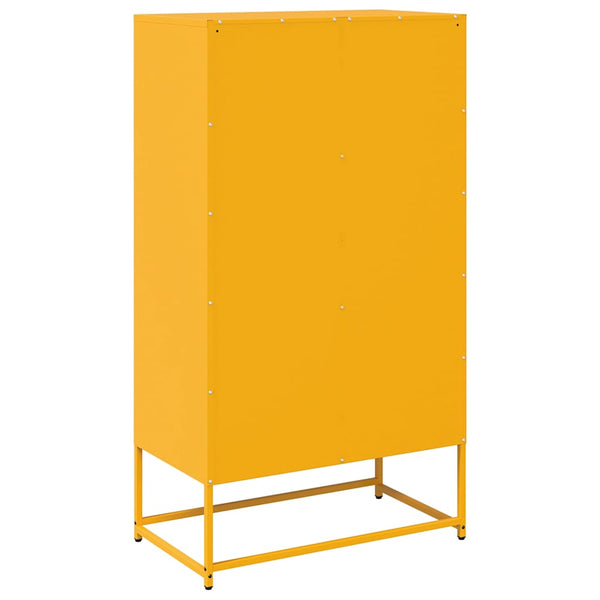 Senfgelbes Highboard 68x123 cm aus Stahl