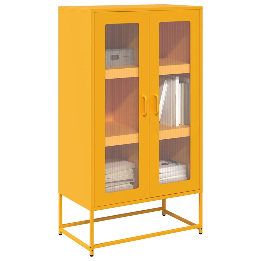 Senfgelbes Highboard 68x123 cm aus Stahl