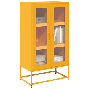 Senfgelbes Highboard 68x123 cm aus Stahl