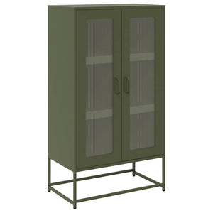 Olivgrünes Highboard Stahl 68x39x123cm