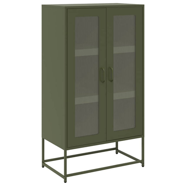 Olivgrünes Highboard Stahl 68x39x123cm
