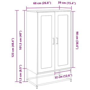 Olivgrünes Highboard Stahl 68x39x123cm