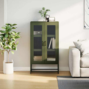 Olivgrünes Highboard Stahl 68x39x123cm