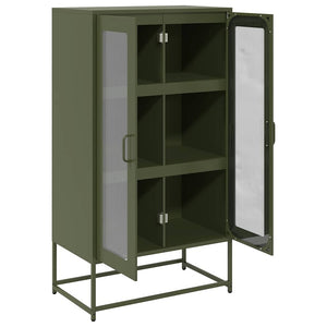 Olivgrünes Highboard Stahl 68x39x123cm