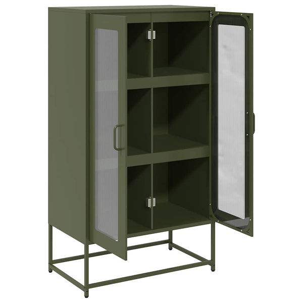 Olivgrünes Highboard Stahl 68x39x123cm