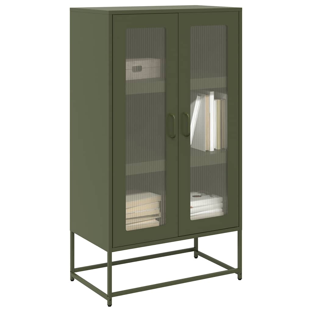 Olivgrünes Highboard Stahl 68x39x123cm