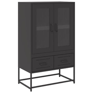 Highboard Schwarz Stahl 68x39x111,5 cm