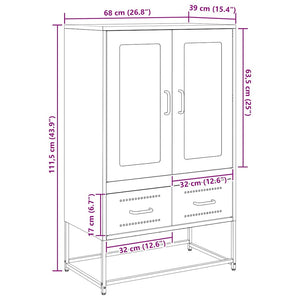 Highboard Schwarz Stahl 68x39x111,5 cm