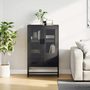 Highboard Schwarz Stahl 68x39x111,5 cm