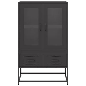 Highboard Schwarz Stahl 68x39x111,5 cm