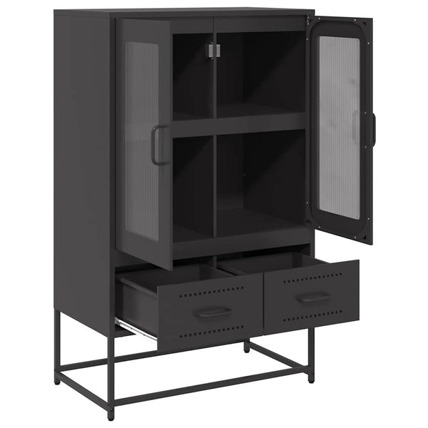 Highboard Schwarz Stahl 68x39x111,5 cm