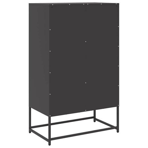 Highboard Schwarz Stahl 68x39x111,5 cm