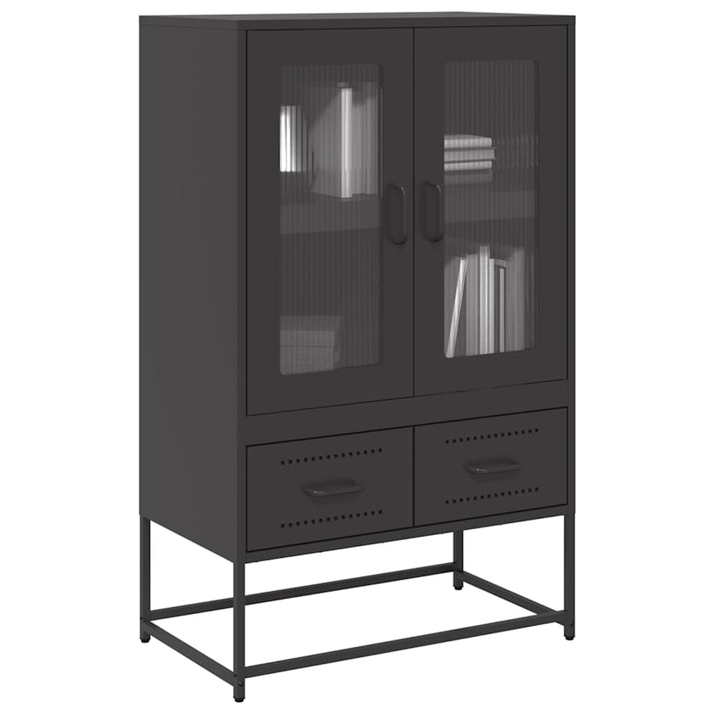 Highboard Schwarz Stahl 68x39x111,5 cm