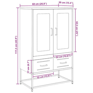 vidaXL Highboard anthracite 68x39x111,5 cm acier