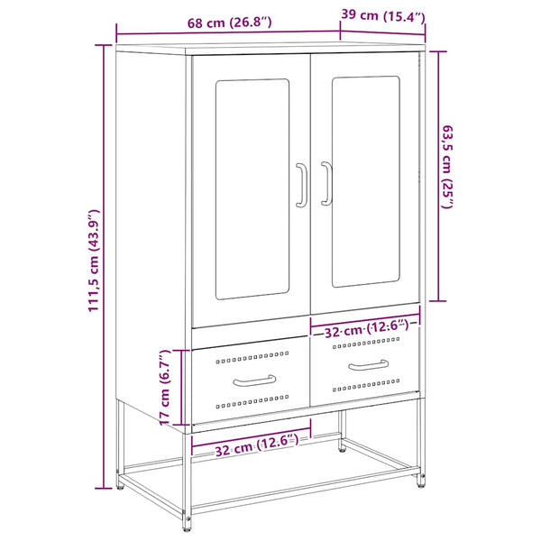 vidaXL Highboard anthracite 68x39x111,5 cm acier