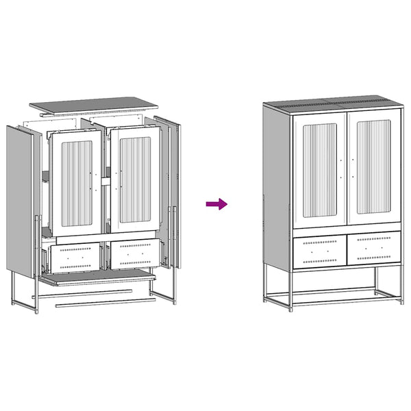 vidaXL Highboard anthracite 68x39x111,5 cm acier