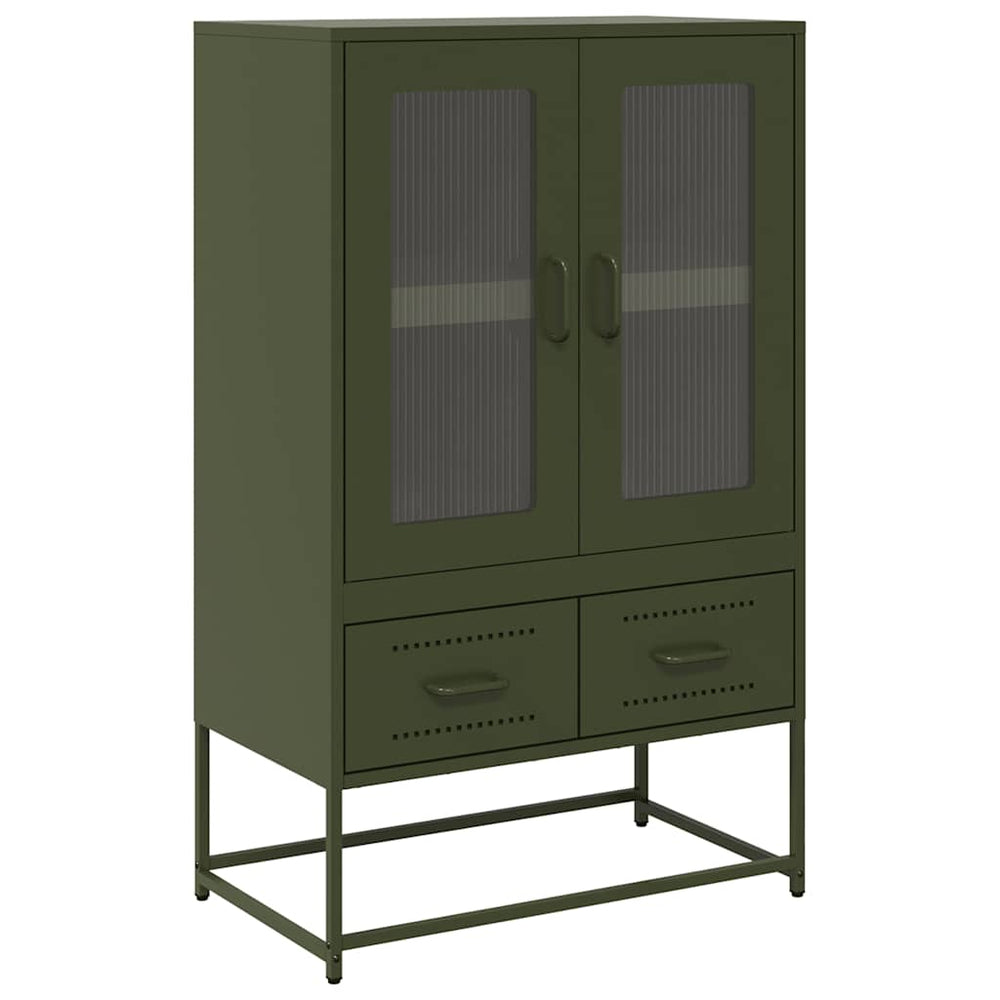 Olivgrünes Highboard aus Stahl, 68 cm