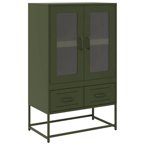 Olivgrünes Highboard aus Stahl, 68 cm