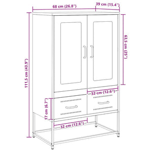 Olivgrünes Highboard aus Stahl, 68 cm