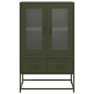 Olivgrünes Highboard aus Stahl, 68 cm