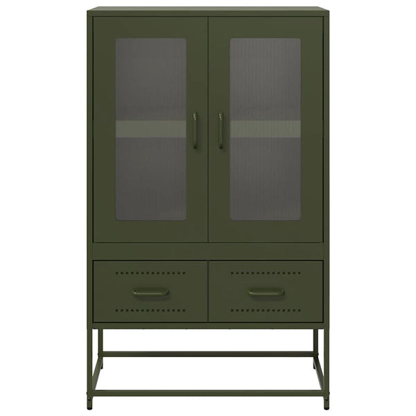 Olivgrünes Highboard aus Stahl, 68 cm