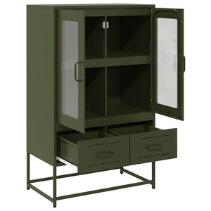 Olivgrünes Highboard aus Stahl, 68 cm