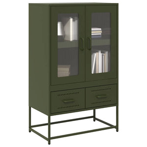 Olivgrünes Highboard aus Stahl, 68 cm