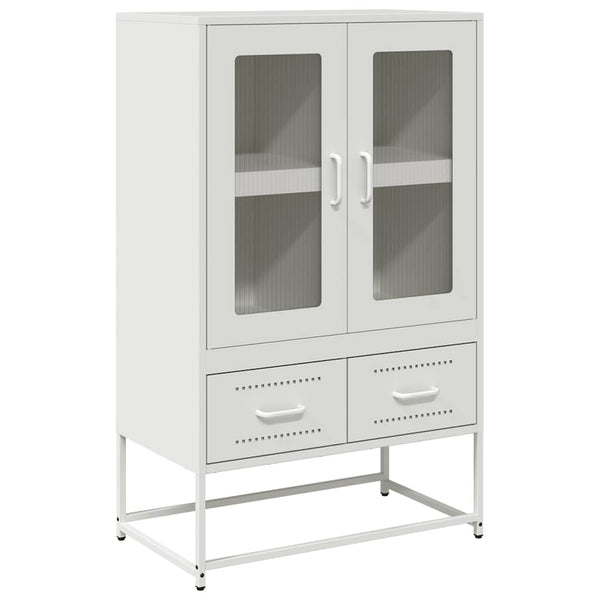 Highboard Weiß Stahl 68x39x111,5 cm