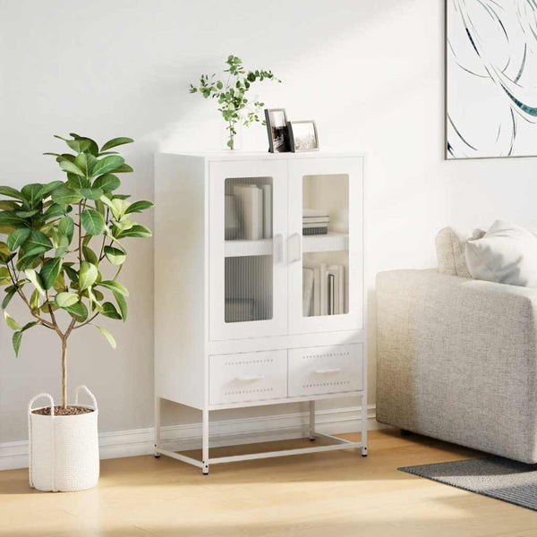 Highboard Weiß Stahl 68x39x111,5 cm