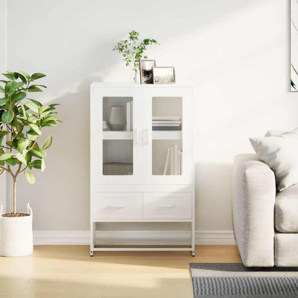 Highboard Weiß Stahl 68x39x111,5 cm