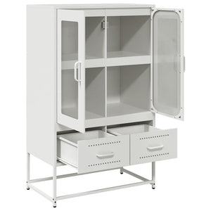 Highboard Weiß Stahl 68x39x111,5 cm